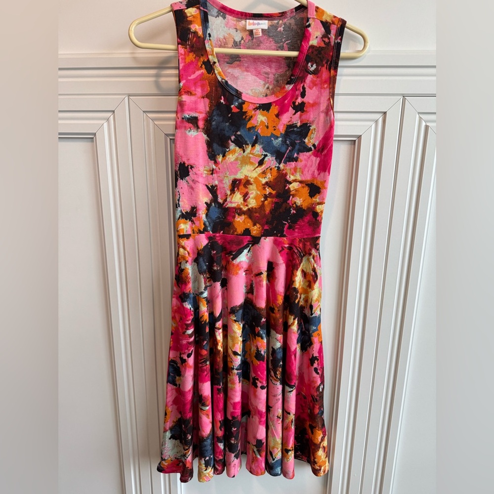 LuLaRoe Pink and Multicolor Abstract Dress
